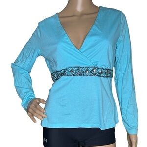 NY&Co long sleeved blue top with sequins, large